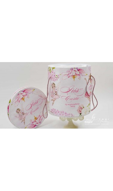 Trusou de botez personalizat prin brodare roz Zane 11